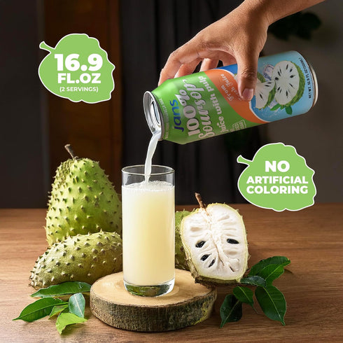 100% (16.9 oz, Pack 12) JANS Soursop Juice with Pulp of NO Sugar Added, Pure Guanabana Graviola Fresh from Juice, Not