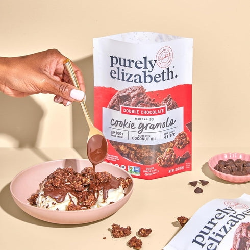 11oz (3 Pack) Purely Elizabeth, Cookie Granola, Double Chocolate, Bag
