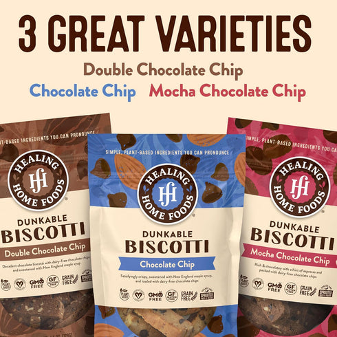 Healing Home Foods 4.5oz (3Pack) Mocha Biscotti Italian Cookies, Gluten Free, Dairy Free, Gourmet Chocolate & Coffee