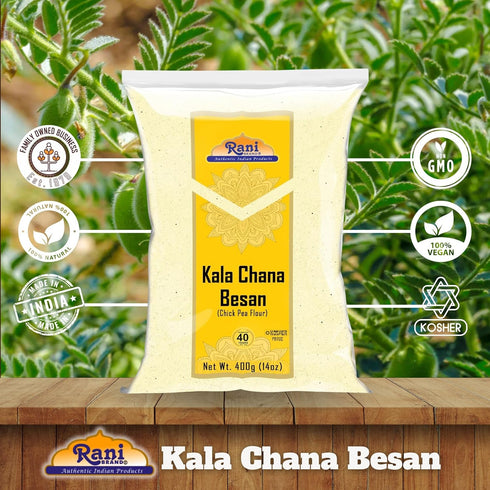 14oz (400g) Rani Kala Chana Besan (Chick Peas Flour) ~ All Natural | Vegan | Gluten Friendly | NON-GMO | Kosher |