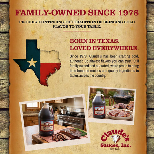 (Pack 1, 64 oz) Claude's Original BBQ Brisket Marinade Sauce of Smoky Texas Barbecue Sauce Tenderizing, Gluten Free