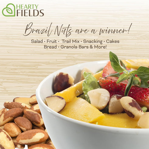 (16 Oz 1 LB) Hearty Fields - Brazil Nuts Roasted & Salted - No Shell, Whole - Wholesome In Nature - Hearty In Nurture