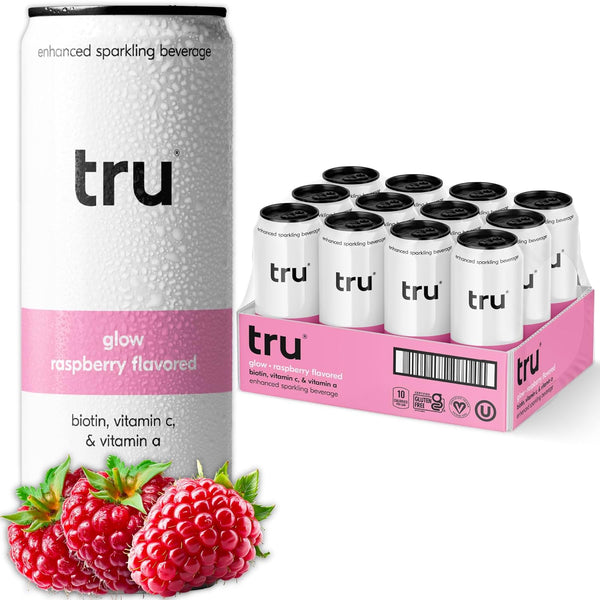 Tru Glow Seltzer, Sparkling Water with Biotin, Vitamin C, Vitamin A &