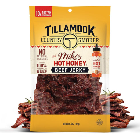 Tillamook Country Smoker Premium Beef Jerky, Mike's Hot Honey, 6.5 Ounce, Real