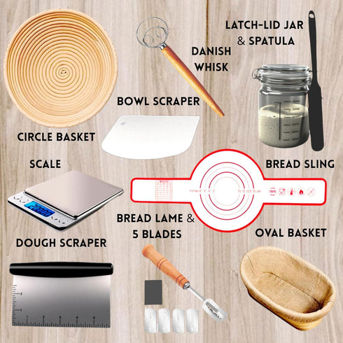 Hillside Homestead Sourdough Starter Kit with scale Complete Sour dough starter kits with two Banneton Bread Proofing