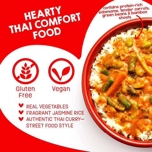 Pack 9, 10.48 oz Silo StreetFood Thai Red Curry with Vegetables & Jasmine Rice Ready To Eat Meals, Prepared Foods