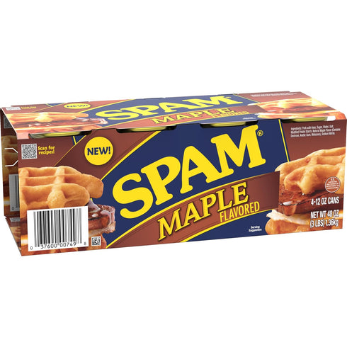 12 oz (4-Pack) SPAM Maple Flavored Canned Ham, Can