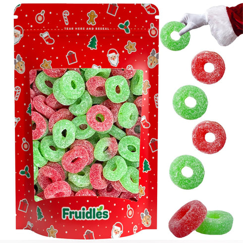 Fruidles Christmas Red and Green Jelly Wreaths Gummy, Gluten-Free, Fun & Festive