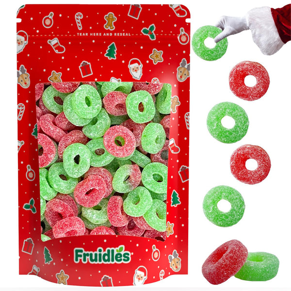 Fruidles Christmas Red and Green Jelly Wreaths Gummy, Gluten-Free, Fun & Festive
