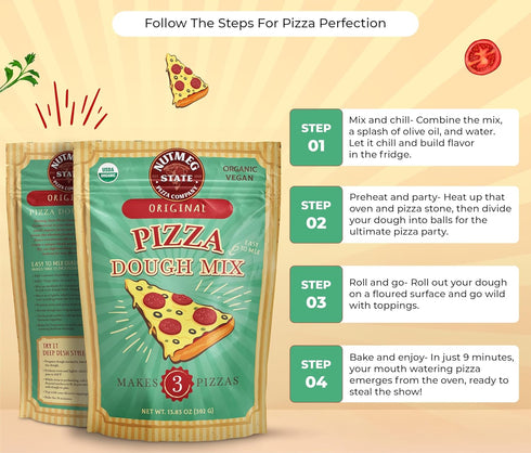 Nutmeg State Pizza Company 3 Organic Pizza Dough Mix - Makes Crusts for Homemade Pizzas