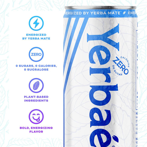 Pack. Pack 12, 12oz Yerba Energy Seltzer - Variety Performance No Sugar/Calories/Carbs. Energized by Yerba Mate
