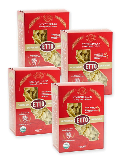 Etto Pasta- Organic Conchiglie Pasta- Single Ingredient- Non-GMO Pasta- Vegan, Vegetarian, Organic
