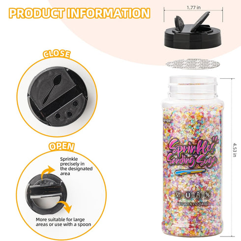 5oz Sujoygar Pink Saning Sugar Sprinkles, Edible Pink Sugar Crystals for Cocktails, Cake Sprinkles for Chocolate Ice
