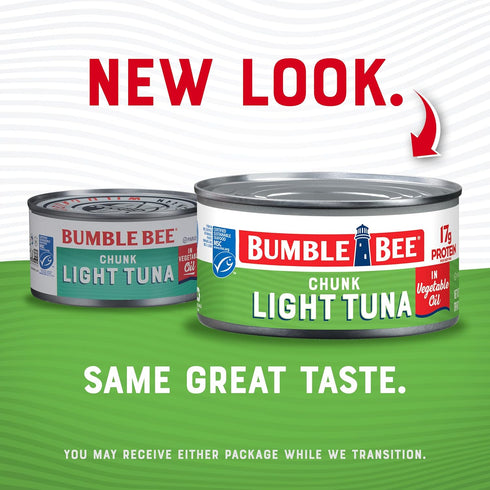 12 oz (Pack 12) 17g Bumble Bee Chunk Light Tuna In Oil, Can of - Wild Caught Skipjack Tuna - Protein Per Serving - MSC