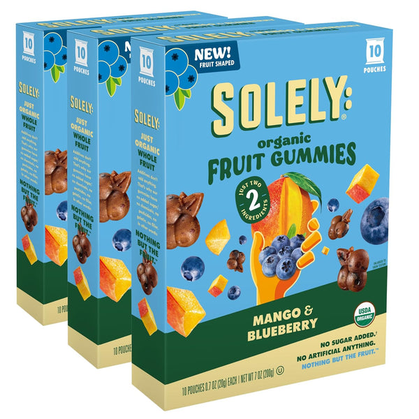 SOLELY - Organic Mango & Blueberry Whole Fruit Gummies (Pack of 3