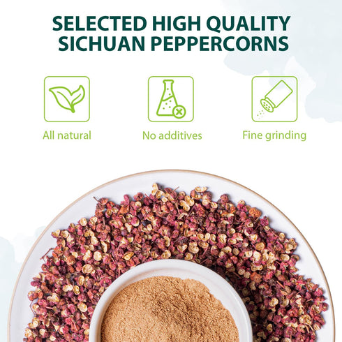 Soeos Sichuan Peppercorn Powder, 1oz (28.3g), Non-GMO Verified Ground Sichuan Green Peppercorns for Mapo Tofu