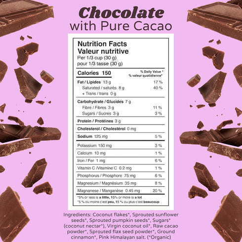 3 200 Pack Rawcology Organic, Keto, Grain Free Raw Crunch Granola - Chocolate with Raw Cacao, x Gram