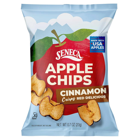 100% 0.7 (Pack 24) Seneca Cinnamon Apple Chips | Made from Fresh Apples | Red Delicious Apples | Yakima Valley Orchards