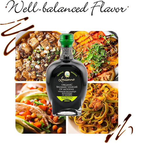 250 mL Louianna - Organic Balsamic Vinegar of Modena, High Polyphenol Aged Balsamic Vinegar, Aromatic Vinegar Made