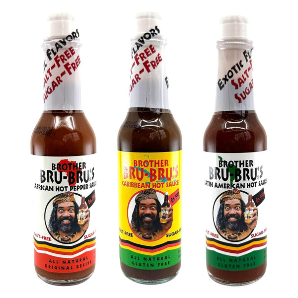 Brother Bru-Bru's Hot Sauce Variety Pack - African, Latin & Caribbean -