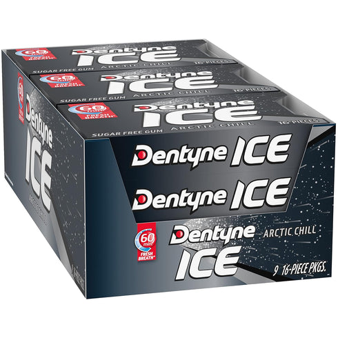 Dentyne Ice Arctic Chill Sugar-Free Chewing Gum, 9 Packs of 16 Pieces (144 Total)