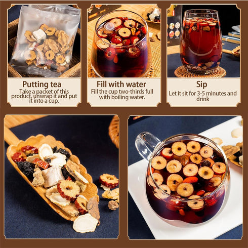 Andonisus Mulberry 30 (30bag/3boxes) Ginseng Herbal Tea, bags Kidney Tea Formula Ginseng Six Treasure Tea, Organic