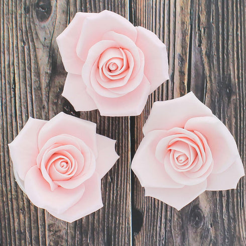 3 Inch 3 Count Global Sugar Art Peace Rose Sugar Cake Flowers, Pink Wired, by Chef Alan Tetreault