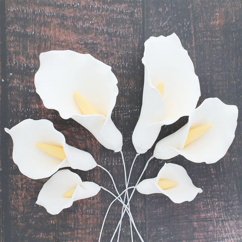 Wired,3 6 Count Global Sugar Art Calla Lily Sugar Cake Flowers White with Yellow, sizes, by Chef Alan Tetreault