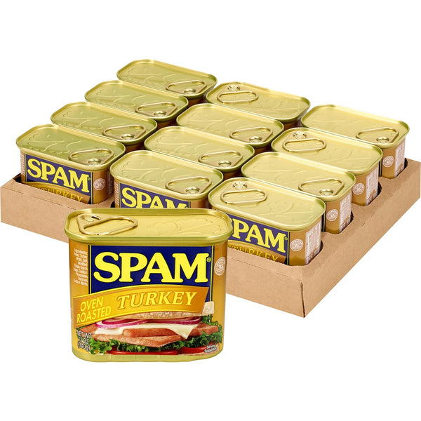 SPAM Oven Roasted Turkey, Canned Meat, 12 oz Can, (12 Pack)