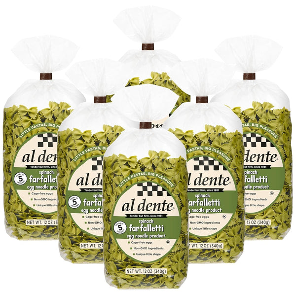 Al Dente Spinach Farfalletti All-Natural, Hand-Crafted Spinach Egg Pasta. Traditional Pasta Noodles