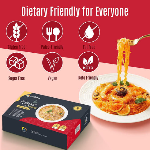 Hethstia Konjac Noodle Ready-to-Eat Shirataki Angel Hair, Low Carb, Low Calorie, Keto, Vegan, Gluten-Free Asian Ramen