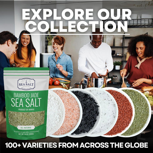 14 oz Hawaiian Bamboo Jade Sea Salt Green Fine Sea Salt Infused with Real Bamboo Leaf Extract For Finishing, Grilling