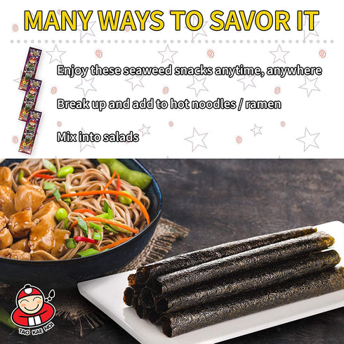 Big Roll Grilled Seaweed Snacks by Tao Kae Noi - BBQ Flavor Nori Sheet Rolls, Healthy Snacks, 6 Pack