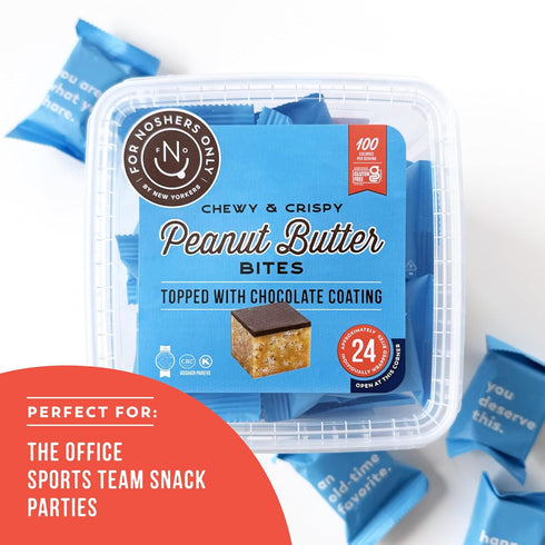 Packs 24) For Noshers Only - Peanut Butter Bites - Kosher Dairy Free Vegan Gluten Free Chocolate Peanut Butter Crispy
