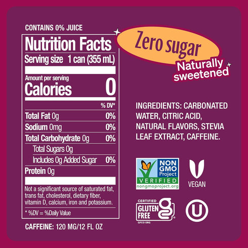 12 Zevia Zero Sugar Energy Drink, Peach Passionfruit, Ounce Can
