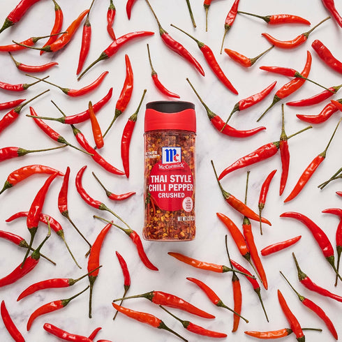 1.37 oz (Pack 6) McCormick Thai Style Chili Pepper, Crushed, For Pasta, Stir-Fry, Salad Dressing, Marinade, Drunken