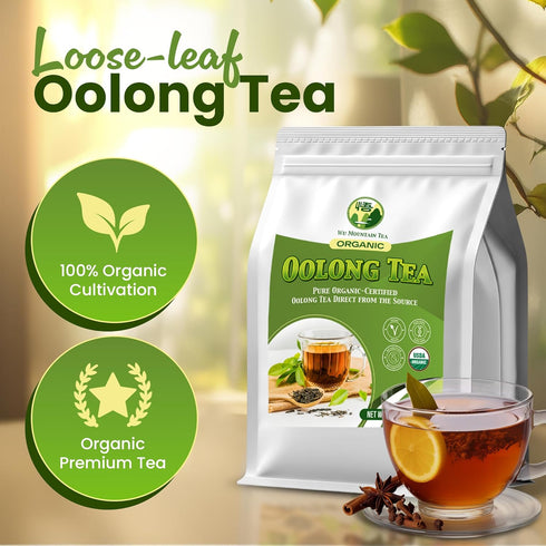 1 lb Wu Mountain Tea Organic Oolong Tea Loose Leaf Premium Whole Black Chinese Tea Leaves Smooth Aroma, Low