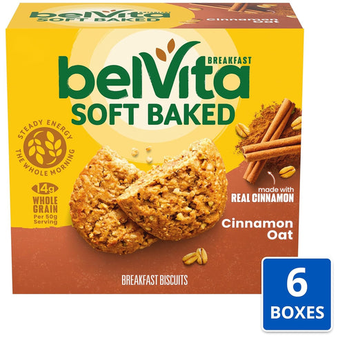6 5 Packs (1 Pack) belVita Soft Baked Breakfast Bars, Cinnamon Oat, Boxes of Biscuit Per