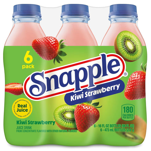 16 oz 6 pack Snapple Kiwi Strawberry Juice Drink, fl recycled plastic bottle