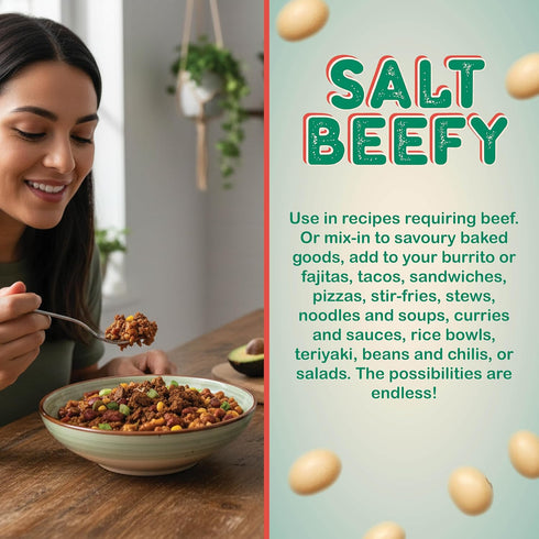 23g 500g 1.75kg Brother Sprout Salt Beefy Plant-Based Chopped Beef, Protein per Serving, Non-GMO Soy, Gluten-Free, No