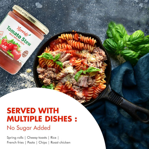16oz (454g) 2 Pack) Nerrido Canned Tomato Stew & Jollof Rice Red Sauce, African Style Hot Pasta Sauce with Vegetables