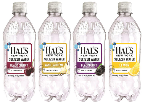 Hal's New York 4-Flavor Pack 20 Oz (Pack 12) Seltzer Water, Best Sellers Variety Sparkling Water, Fl Bottle