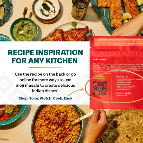 moji masala Indian Spice Kits – Variety of Seasonings Sets – Palak Masala, Gobi Masala, Aloo Rasedar Spice Blend –