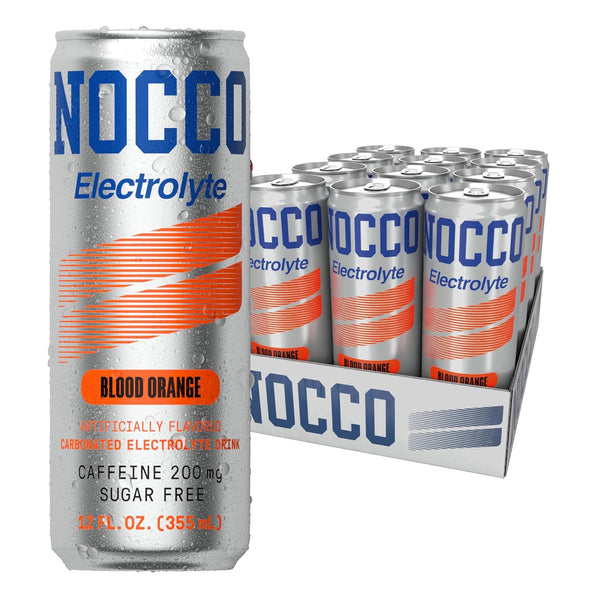NOCCO Zero Sugar Electrolyte Drink, Blood Orange - 12 Fl Oz (Pack