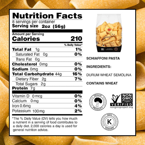 (2 pack) Garofalo - Premium Durum Wheat Semolina Schiaffoni Pasta, Italian Made, Bronze-Drawn, Al-Dente, One-Ingredient
