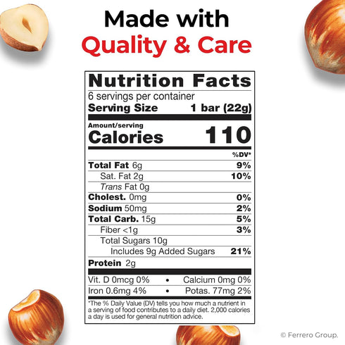 16 Packs 2 1.55 oz Nutella B-ready Wafer Bars, Hazelnut Spread with Cocoa, Individually Wrapped Snack Bar, of Bars