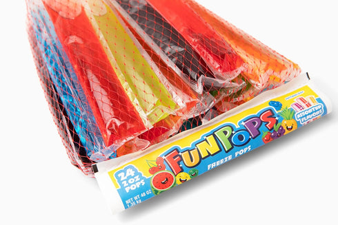 FunPops Frozen Ice Pops, 24-Fruit Flavored Freeze Pops, Frozen Summer Snack For