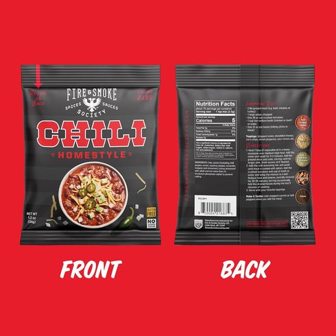 Packets 1.2 oz (12-Pack) Fire & Smoke Society Homestyle Chili Mix | Chili Seasoning |