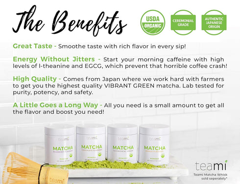 Teami Matcha Green Tea Powder - Chocolate, Ceremonial Grade USDA Organic, 30g (1oz) Tin