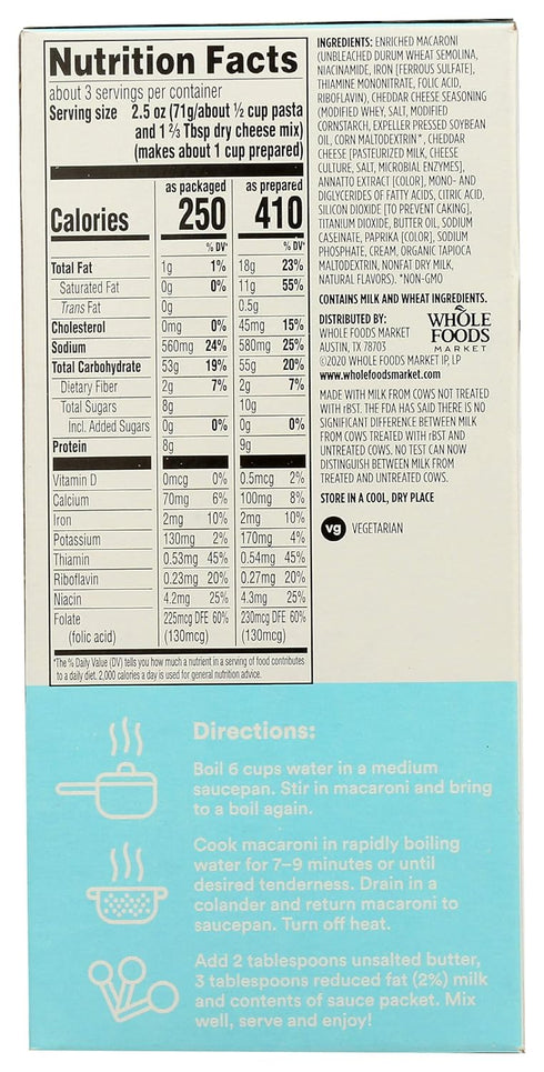 365 7.25 (Pack 4) by Whole Foods Market, Macaroni And Cheese, Ounce